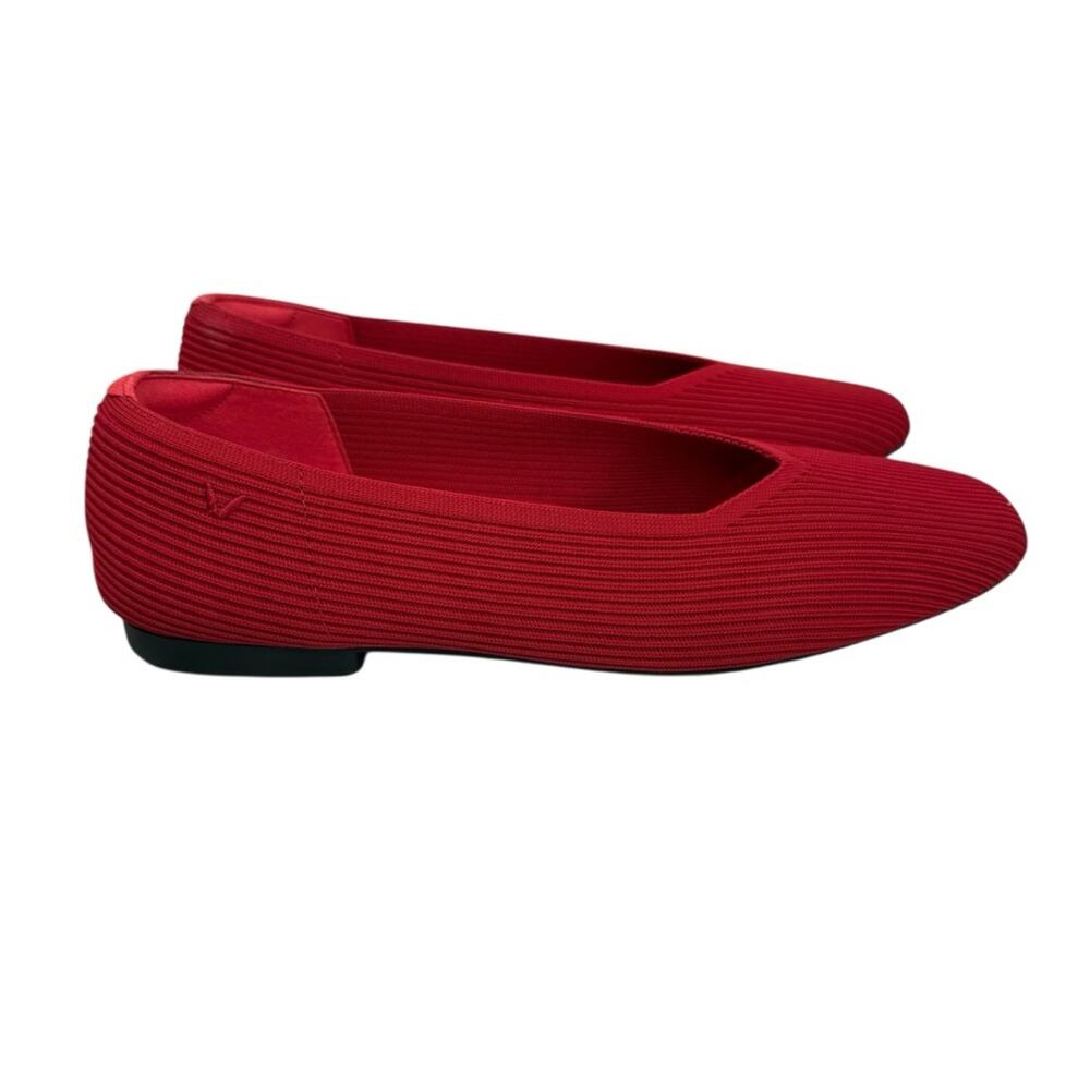 Women's Red Knit Ballet Flats - Comfortable Everyday Loafers - Picture 2 of 16